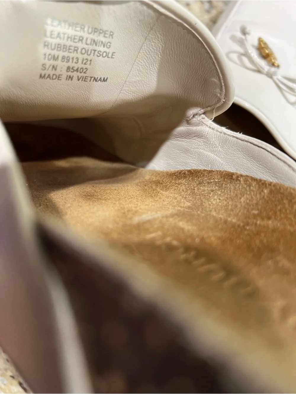 Tory Burch Brie Cream Leather Slip-On Mules with Gold Double T Charm 10M